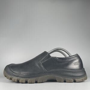 Keen Austin Men’s 10 Black Leather Casual Slip On Hiking Outdoor Shoes Comfort